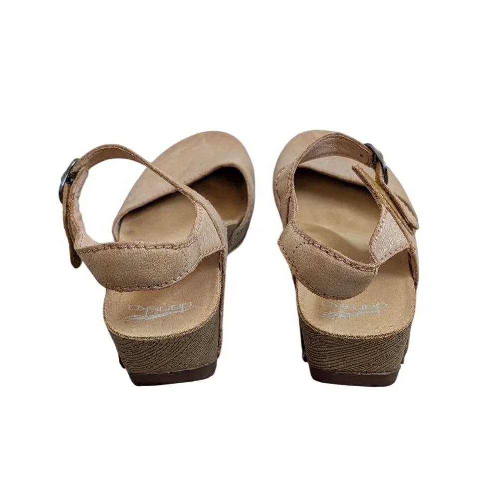 Dansko Tiffani Tan Milled Burnished Mary Jane Sandals Size 39 Ankle Strap
